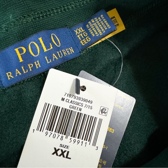 POLO RALPH LAUREN RL Athletic Fleece Sweatpants/Joggers Green Orange Pony - Picture 13 of 14